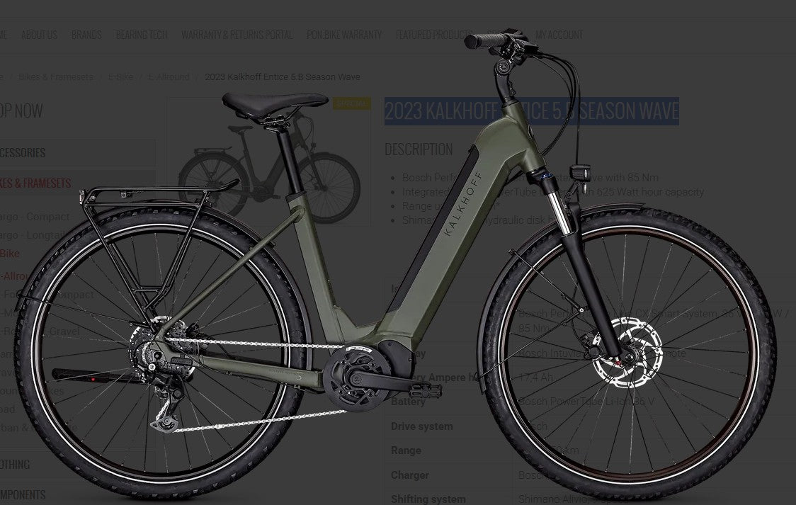 Kalkhoff K23 Entice 5.B Season Urbangreen Wave 625Wh (Medium 48)